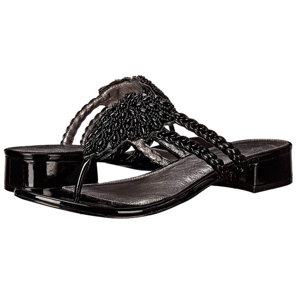 Adrianna Papell Black Leather Sandals - Picture 6 of 8